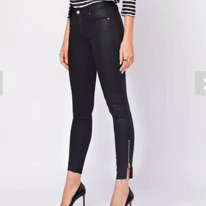 Black Orchid High-Rise Black Coated Skinny Jeans with Ankle Zips